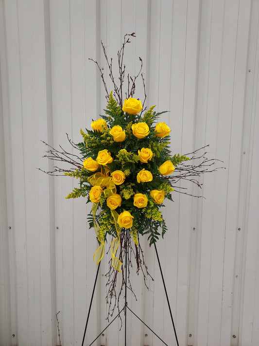 Easel - Birch Cross with Roses